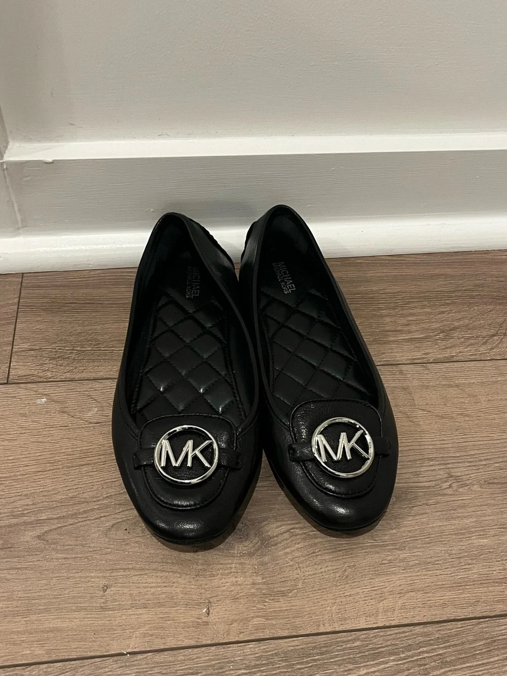 Michael Kors Lillie Quilted Leather Moccasin Flats - Black - Size 7.5